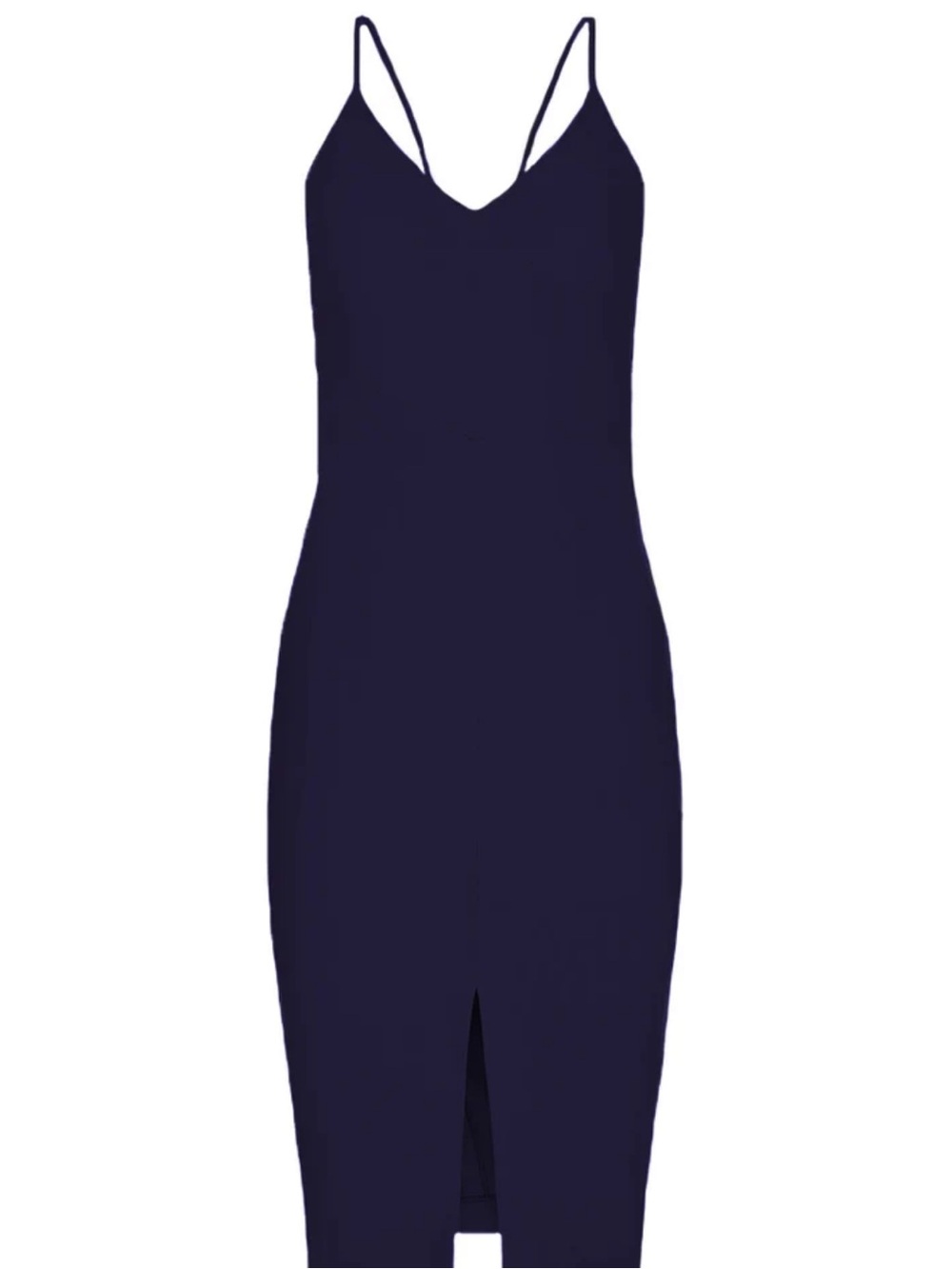 Likely Brooklyn Dress - Navy Spaghetti-Strap V-Neck Midi Length